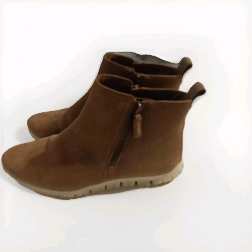 Cole Haan Women ZeroGrand Waterproof Side Zip Boots Brown Suede Ankle Boots 10B - Picture 2 of 8